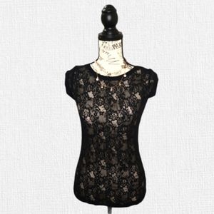 INK (NWOT) black lace top